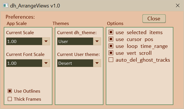 preferences window