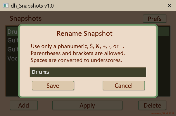 Rename snapshot window
